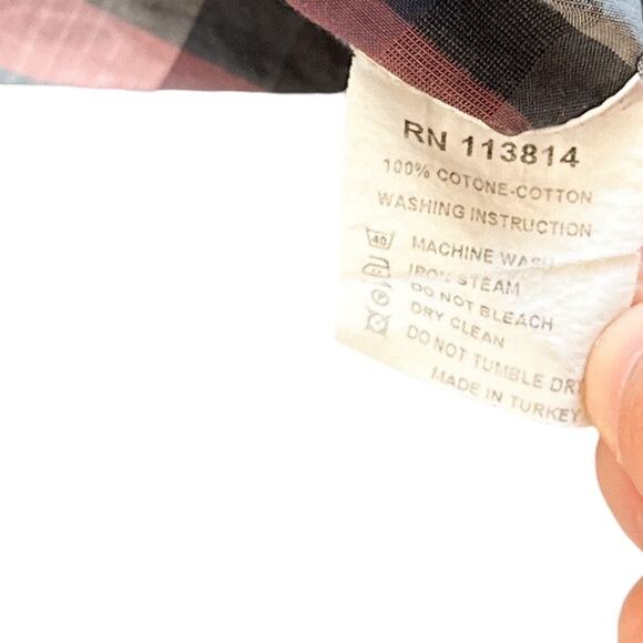 Billy Reid Plaid Check Long Sleeve Button Down Shirt Standard Fit Navy Medium - Picture 7 of 9